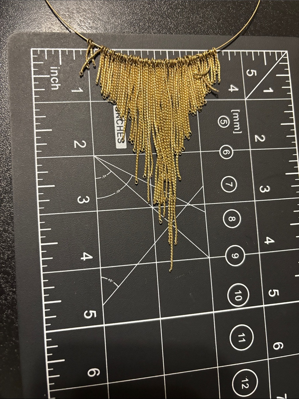 Gold Fringe Collar Necklace - Flapper, Egyptian Style - Picture 5 of 11